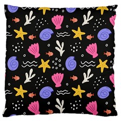 Sea Shells Pattern Wallpaper Fish Standard Premium Plush Fleece Cushion Case (one Side) by Maspions