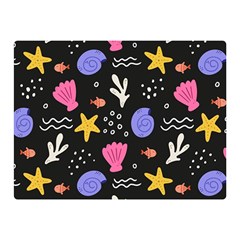 Sea Shells Pattern Wallpaper Fish Two Sides Premium Plush Fleece Blanket (mini) by Maspions