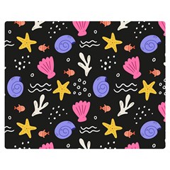 Sea Shells Pattern Wallpaper Fish Two Sides Premium Plush Fleece Blanket (teen Size)