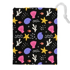 Sea Shells Pattern Wallpaper Fish Drawstring Pouch (4xl)