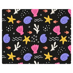 Sea Shells Pattern Wallpaper Fish Premium Plush Fleece Blanket (medium) by Maspions