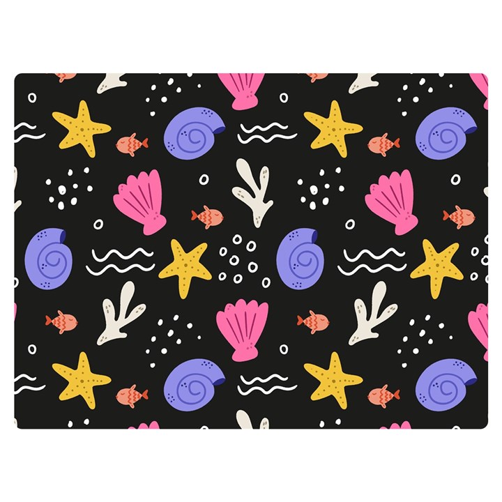 Sea Shells Pattern Wallpaper Fish Two Sides Premium Plush Fleece Blanket (Baby Size)