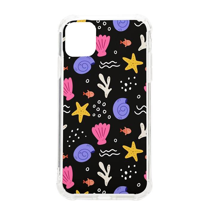 Sea Shells Pattern Wallpaper Fish iPhone 11 TPU UV Print Case