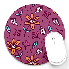 Flowers Petals Leaves Foliage Round Mousepad