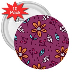 Flowers Petals Leaves Foliage 3  Buttons (10 Pack)  by Maspions