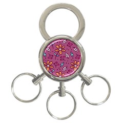 Flowers Petals Leaves Foliage 3-ring Key Chain