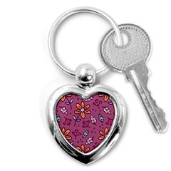 Flowers Petals Leaves Foliage Key Chain (heart)