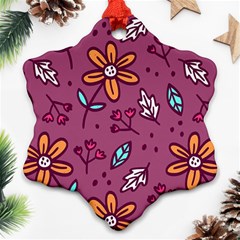 Flowers Petals Leaves Foliage Snowflake Ornament (two Sides)