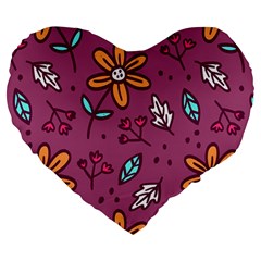 Flowers Petals Leaves Foliage Large 19  Premium Heart Shape Cushions