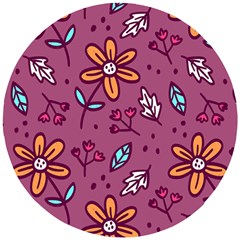 Flowers Petals Leaves Foliage Wooden Puzzle Round