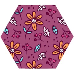 Flowers Petals Leaves Foliage Wooden Puzzle Hexagon