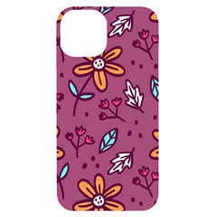 Flowers Petals Leaves Foliage Iphone 14 Black Uv Print Case by Maspions