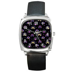 Wallpaper Pattern Rainbow Square Metal Watch