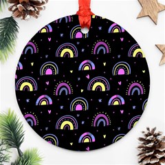 Wallpaper Pattern Rainbow Round Ornament (two Sides)