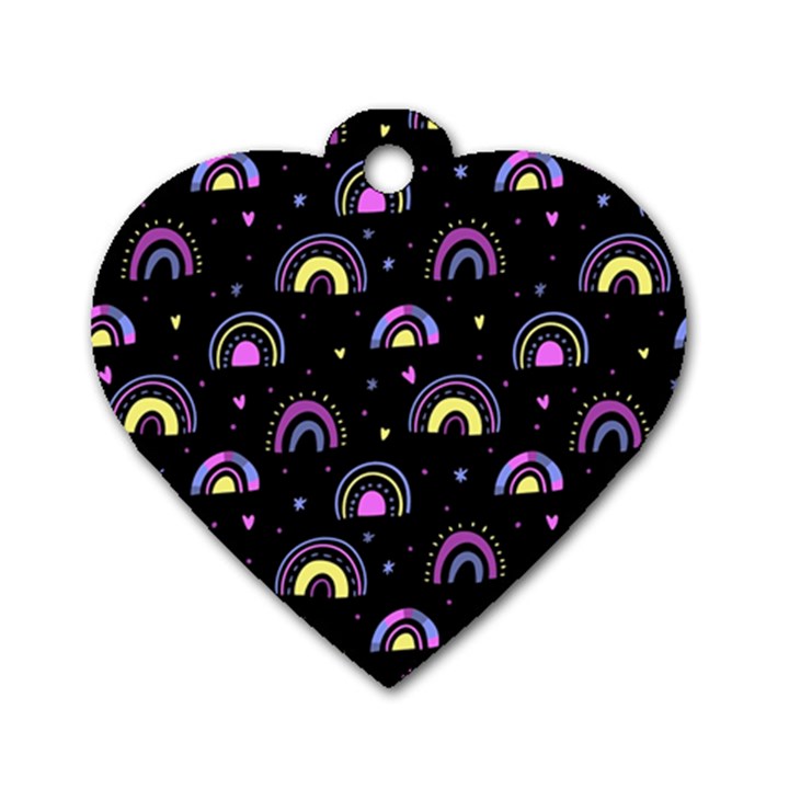 Wallpaper Pattern Rainbow Dog Tag Heart (One Side)