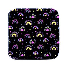 Wallpaper Pattern Rainbow Square Metal Box (black)