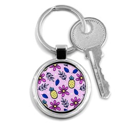 Flowers Petals Pineapples Fruit Key Chain (round) by Maspions