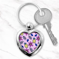 Flowers Petals Pineapples Fruit Key Chain (heart) by Maspions