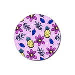 Flowers Petals Pineapples Fruit Rubber Round Coaster (4 pack) Front