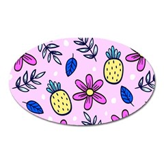 Flowers Petals Pineapples Fruit Oval Magnet by Maspions