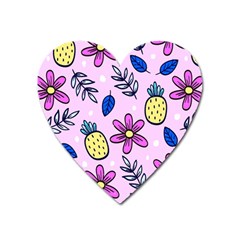 Flowers Petals Pineapples Fruit Heart Magnet by Maspions