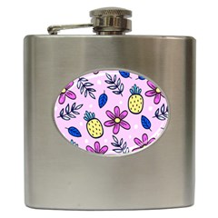 Flowers Petals Pineapples Fruit Hip Flask (6 Oz) by Maspions