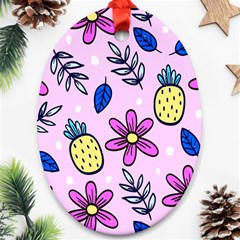 Flowers Petals Pineapples Fruit Oval Ornament (two Sides) by Maspions