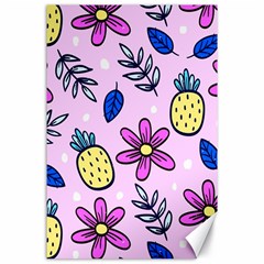 Flowers Petals Pineapples Fruit Canvas 24  X 36  by Maspions