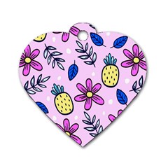 Flowers Petals Pineapples Fruit Dog Tag Heart (one Side)