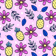 Flowers Petals Pineapples Fruit Play Mat (square)