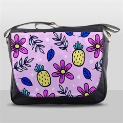 Flowers Petals Pineapples Fruit Messenger Bag by Maspions