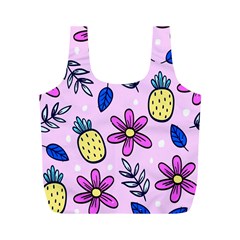 Flowers Petals Pineapples Fruit Full Print Recycle Bag (m)