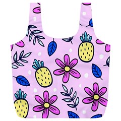 Flowers Petals Pineapples Fruit Full Print Recycle Bag (xl)