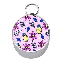 Flowers Petals Pineapples Fruit Mini Silver Compasses