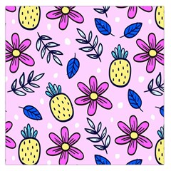 Flowers Petals Pineapples Fruit Square Satin Scarf (36  X 36 )