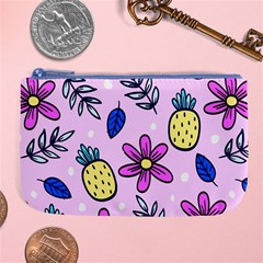 Flowers Petals Pineapples Fruit Large Coin Purse