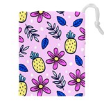 Flowers Petals Pineapples Fruit Drawstring Pouch (4XL) Front