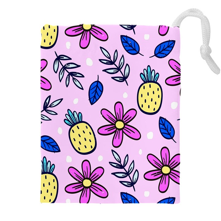 Flowers Petals Pineapples Fruit Drawstring Pouch (4XL)