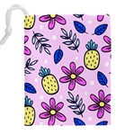 Flowers Petals Pineapples Fruit Drawstring Pouch (4XL) Back