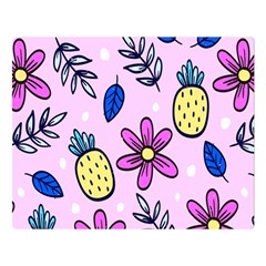 Flowers Petals Pineapples Fruit Premium Plush Fleece Blanket (large) by Maspions