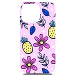 Flowers Petals Pineapples Fruit iPhone 14 Pro Max Black UV Print Case Front