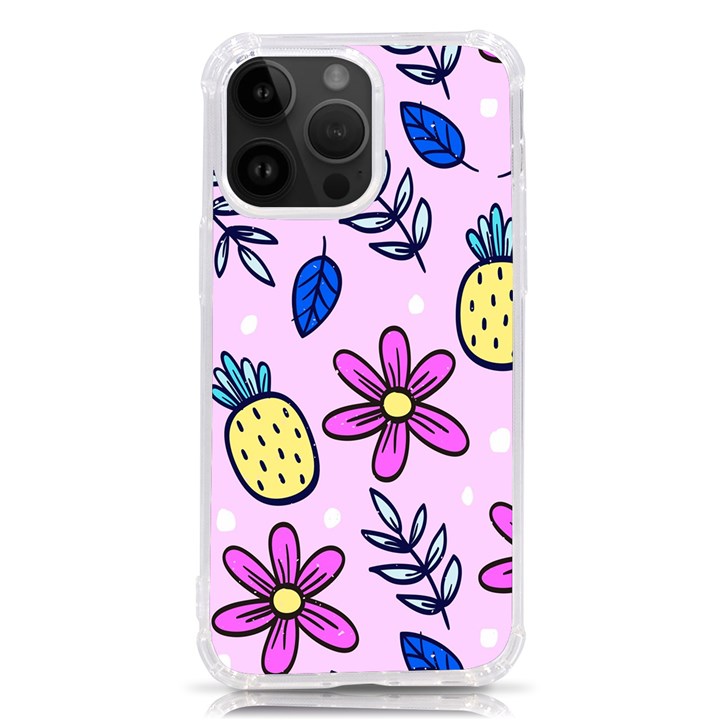 Flowers Petals Pineapples Fruit iPhone 14 Pro Max TPU UV Print Case