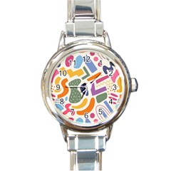 Abstract Pattern Background Round Italian Charm Watch