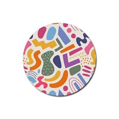 Abstract Pattern Background Rubber Round Coaster (4 Pack)