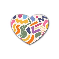 Abstract Pattern Background Rubber Heart Coaster (4 Pack)