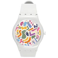 Abstract Pattern Background Round Plastic Sport Watch (m) by Maspions