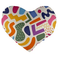 Abstract Pattern Background Large 19  Premium Flano Heart Shape Cushions by Maspions