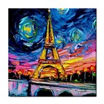 Eiffel Tower Starry Night Print Van Gogh Tile Coaster Front