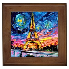 Eiffel Tower Starry Night Print Van Gogh Framed Tile