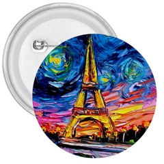 Eiffel Tower Starry Night Print Van Gogh 3  Buttons by Maspions